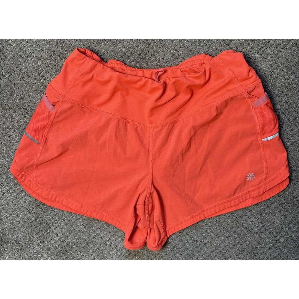 Athleta 2 in 1‎ Ready Set Go Running Athletic Shorts Pockets Women's XS Orange